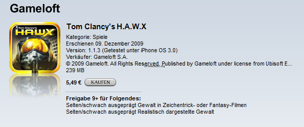 Tom Clancy’s H.A.W.X im Appstore