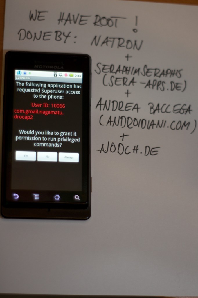 Motorola Milestone, Droid und Nexus One mit root Zugriff