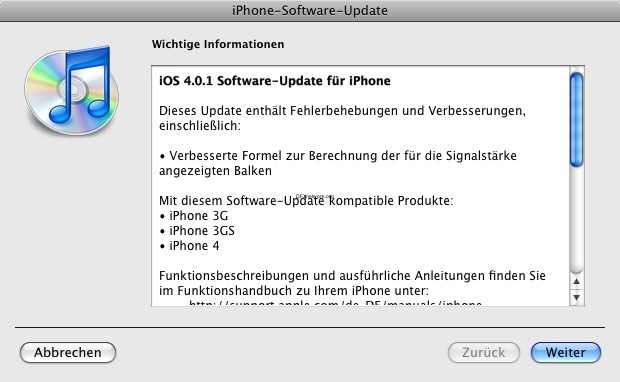 iOS Update auf 4.0.1 erschienen und iPad Update auf 3.2.1