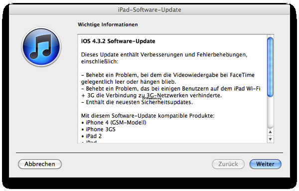 Apple hat iOS 4.3.2 veröffentlicht